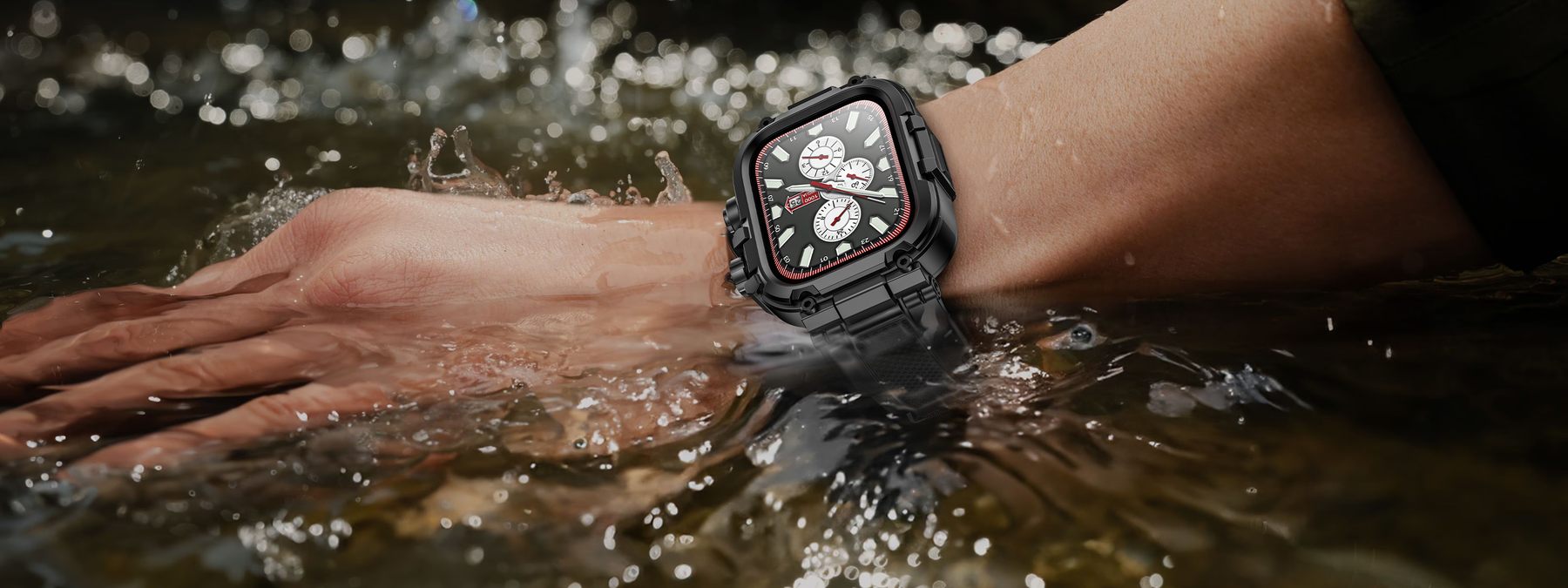 Goton waterproof Apple Watch case with screen protector in water